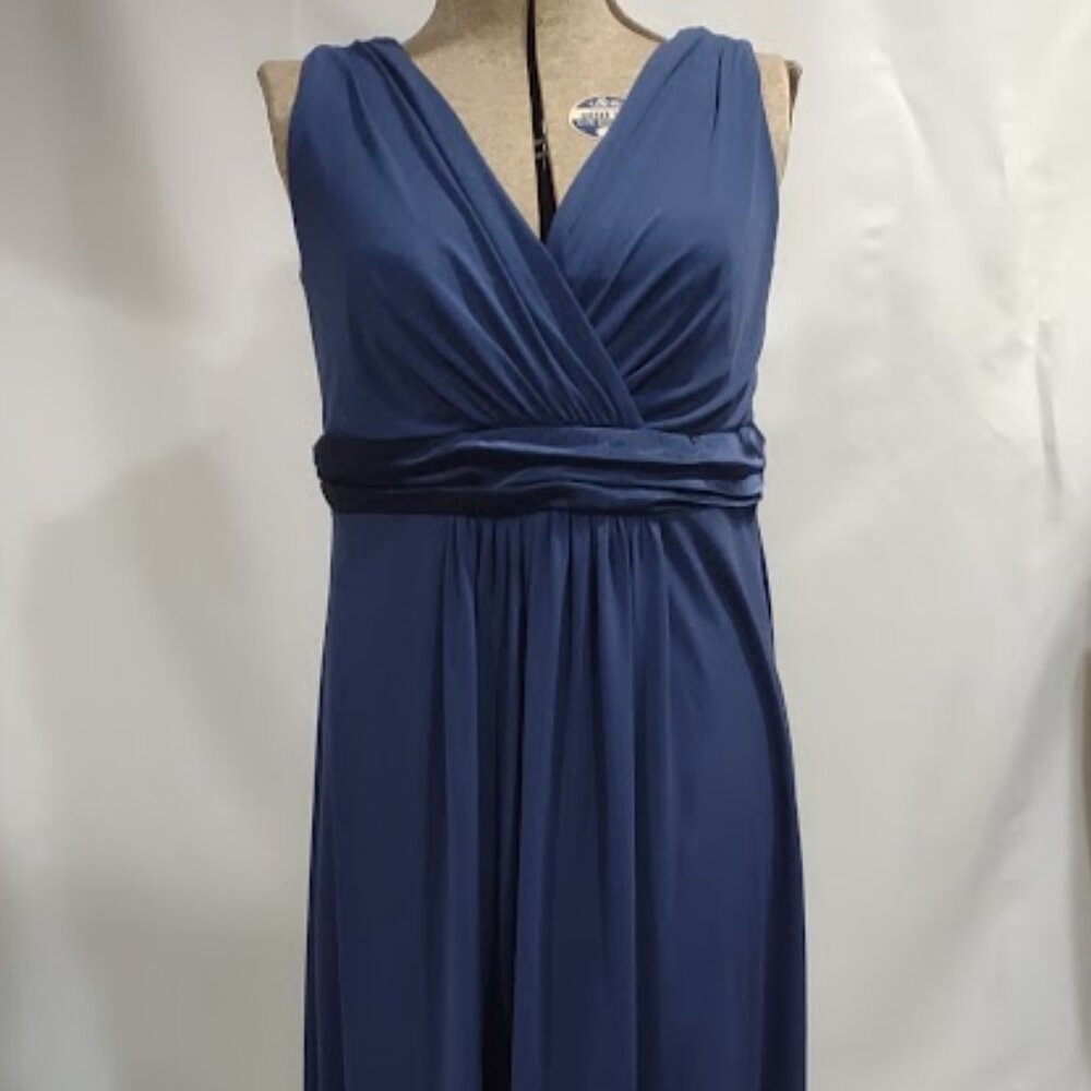DAVID'S BRIDAL MEDIUM DARK BLUE COCKTAIL LENGTH FORMAL SLEEVELESS DRESS SIZE 16